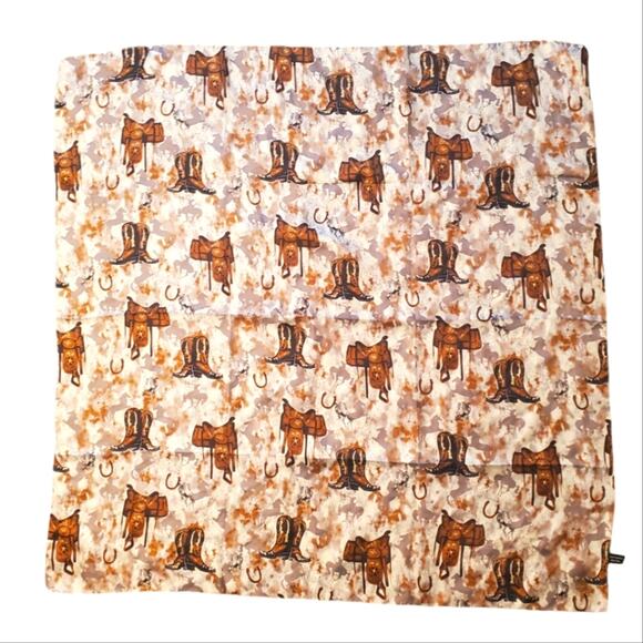 EUC Austin Accent Inc. Horse cowboy boots print 100% silk scarf 33.5" x33.5" - Picture 2 of 5